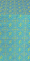 Alpha-and-Omega metallic brocade (blue/gold)