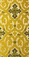 Slavonic Cross Greek metallic brocade (white/gold with green)
