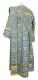 Deacon vestments - Floral Cross metallic brocade B (blue-gold) back, Standard design