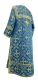 Clergy sticharion - Soloun rayon brocade S3 (blue-gold), back, Standard design