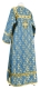 Clergy sticharion - Petrograd rayon brocade S3 (blue-gold) back, Standard design