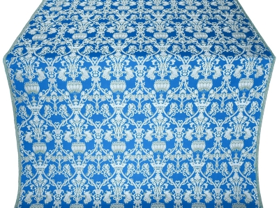 Peacocks silk (rayon brocade) (blue/silver)