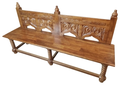 Carved church bench - L12