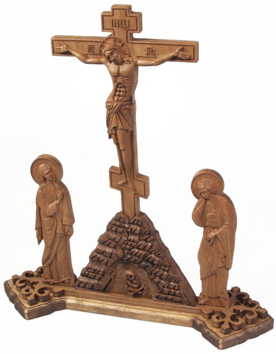 Table carved Golgotha crucifixion - U1G