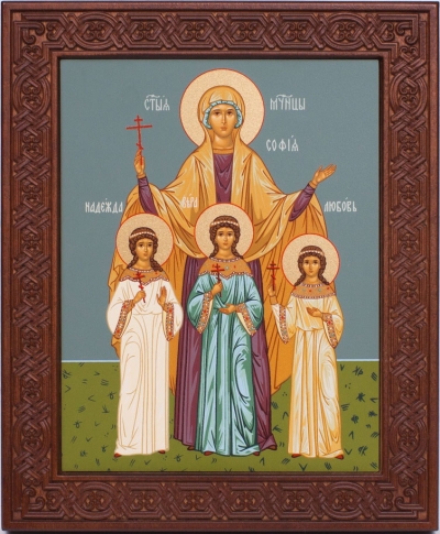 Religious icons: Holy Martyrs Faith, Hope, Love and their mother Sophie - 3