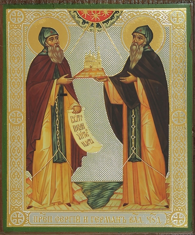 Religious icon: Holy Venerable Elders Sergius and Herman of Balaam