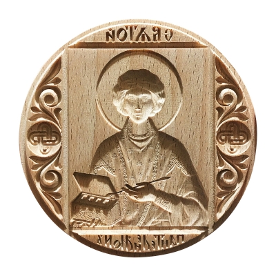 Russian Orthodox prosphora seal Holy Great Martyr Panteleimon (Diam.: 40-220 mm)